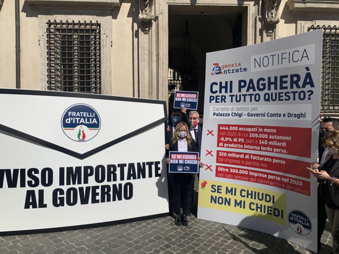 FdI in protesta a Montecitorio