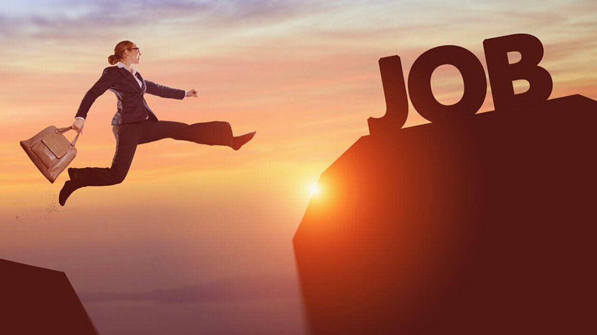 Salto simbolico verso la ricerca di un nuovo lavoro