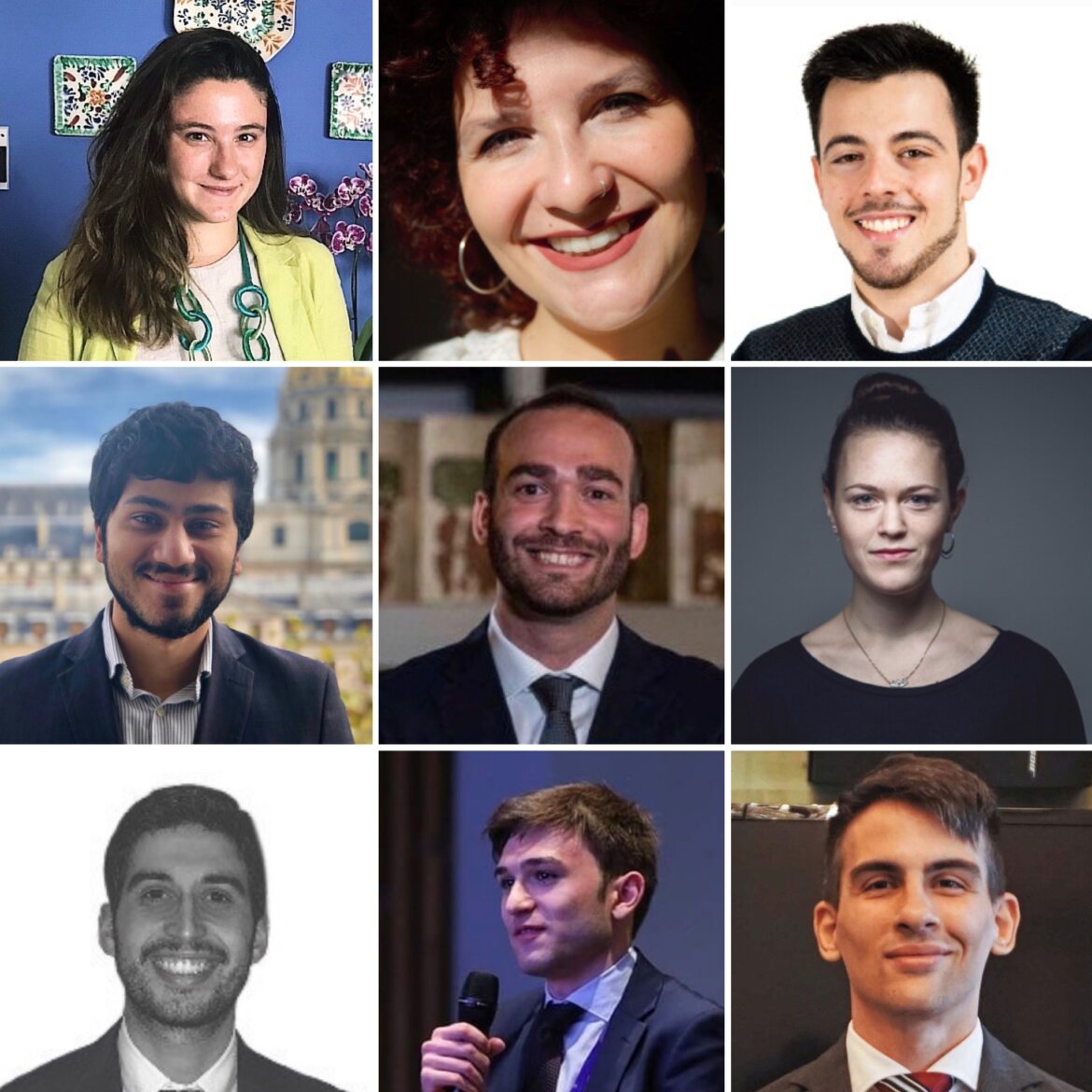 In alto, da sinistra verso destra: Elena Militello, Martina Derito, Ruben Dublo, Alessandro Kandiah, Mario Mirabile, Hanna Rasper, Vincenzo Schifano, Emanuele De Pasquale, Antonio Campanile