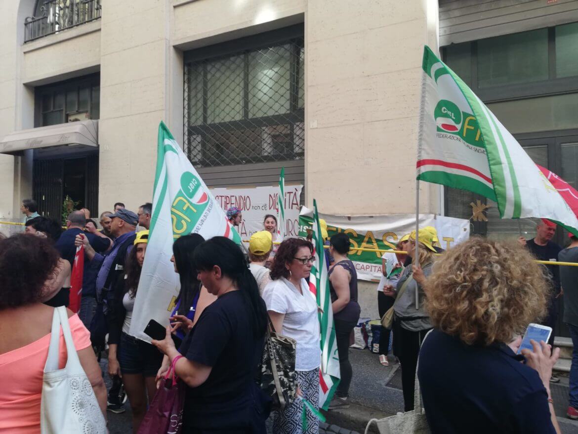 Presidio dei lavoratori della Manital presso il Ministero dello Sviluppo Economico