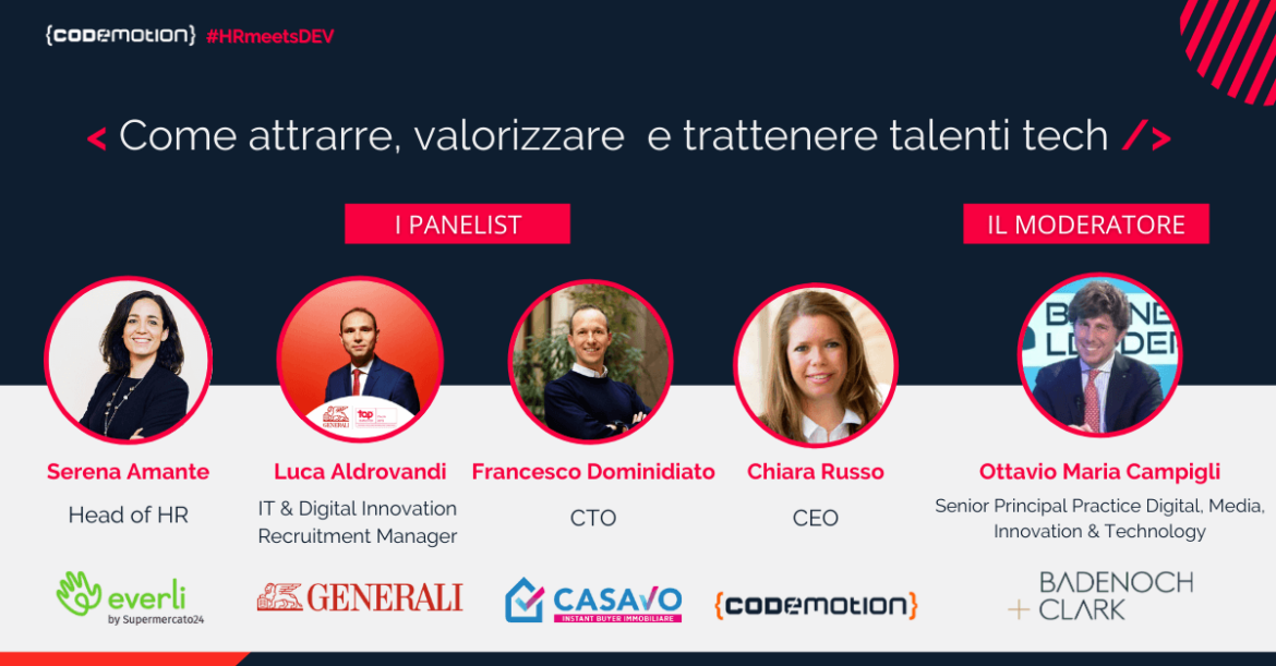 “Come attrarre, valorizzare e trattenere i talenti tech”, primo incontro online #HRmeetsDEV di Codemotion