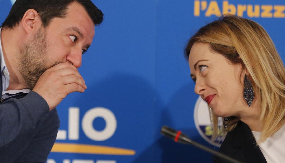 meloni-salvini Giorgia Meloni a destra, Matteo Salvini a sinistra